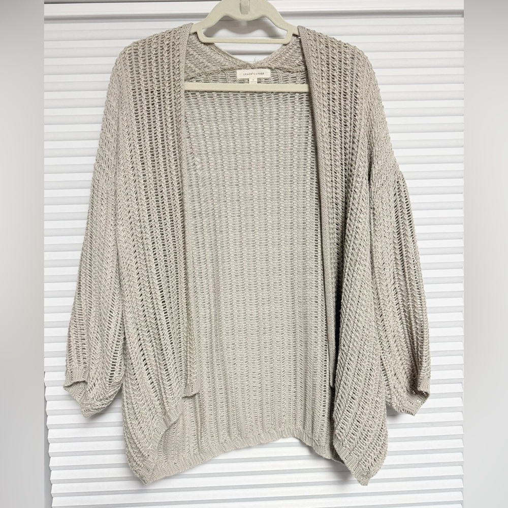 Grade & Gather - Beige LOOSE KNIT CARDIGAN - Picture 2 of 5